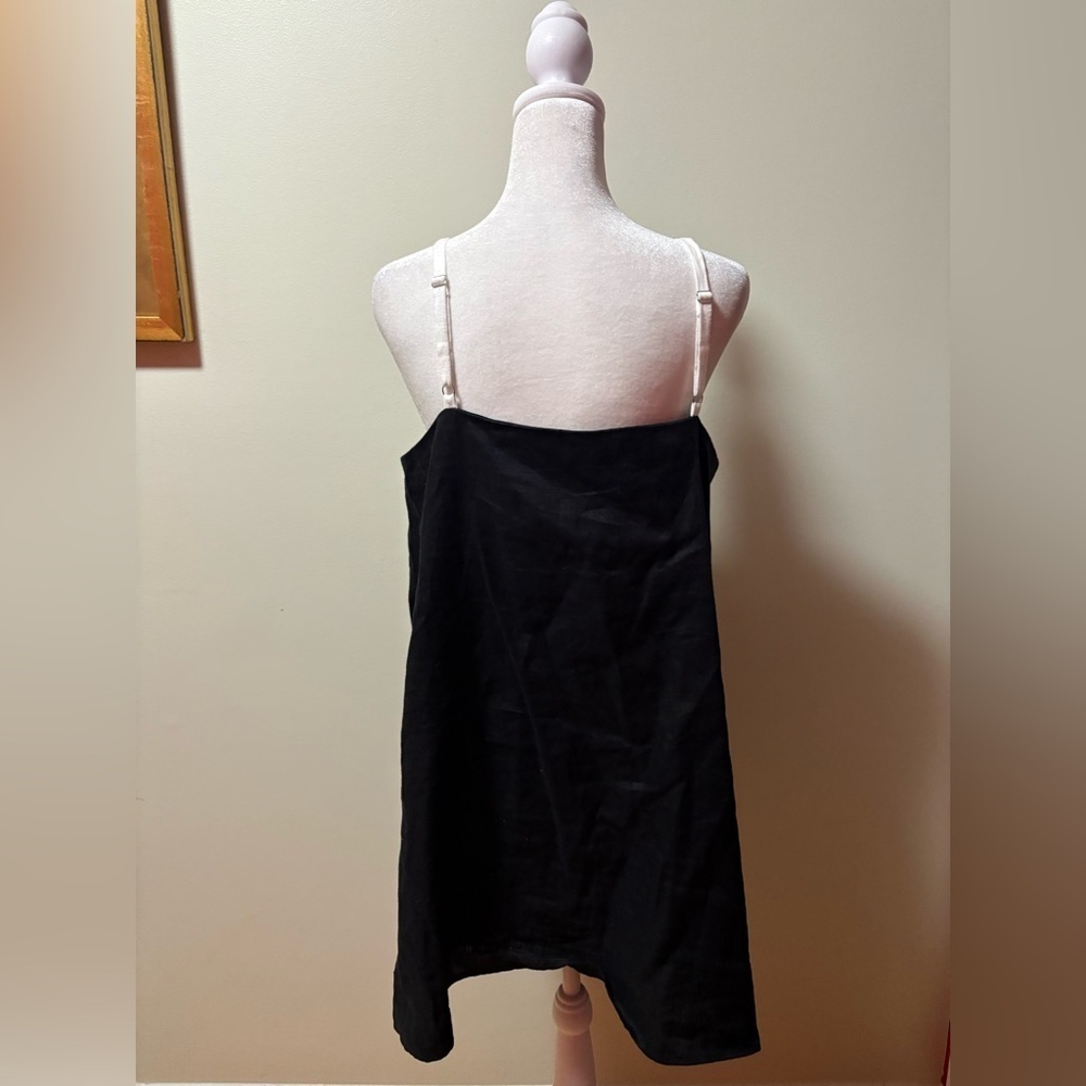 Reformation Lainey Linen mini  Dress sz 10 black white - Picture 4 of 7